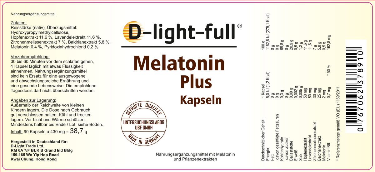 D-light-full Melatonin plus Kapseln (90 Kapseln)