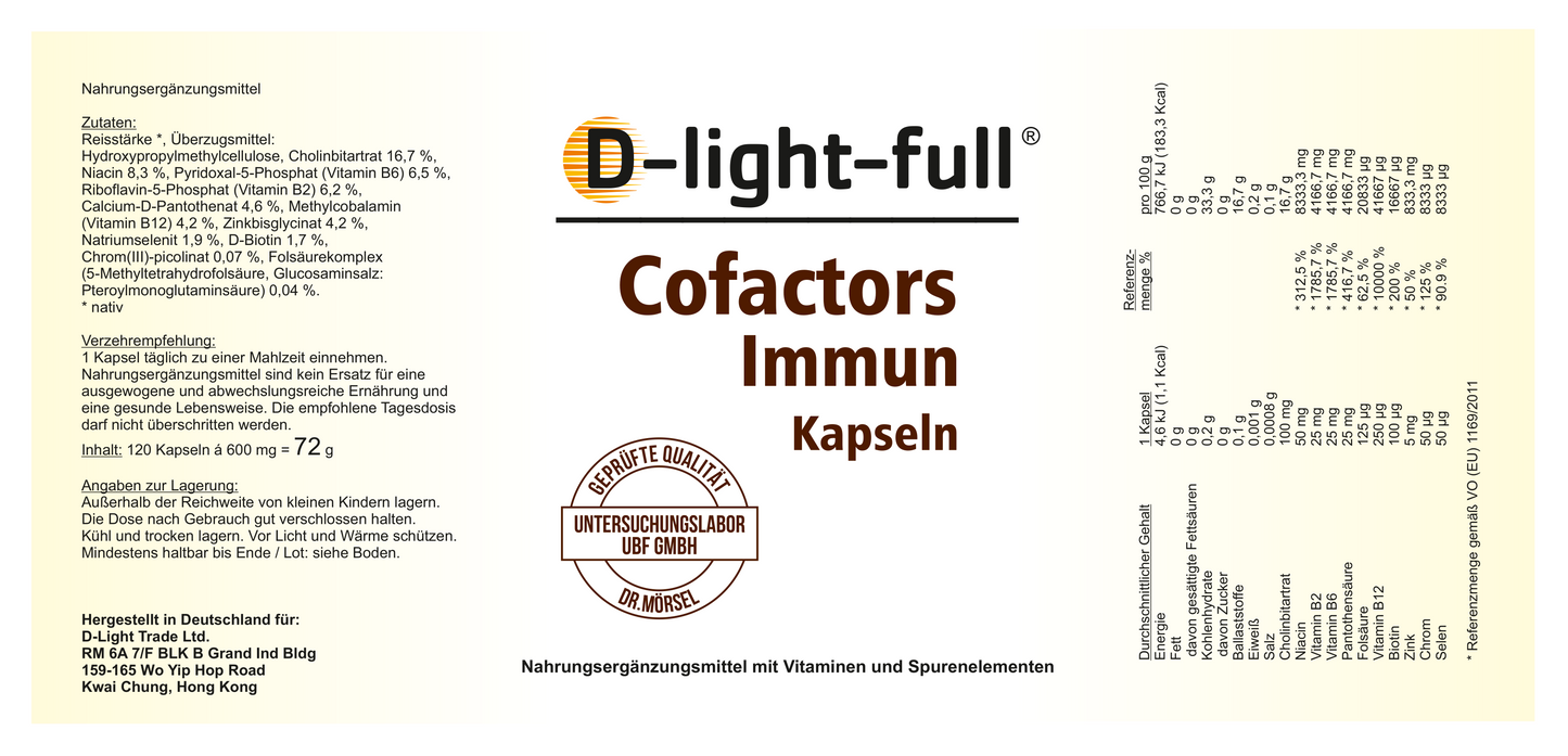D-light-full Cofactors Immun (120 Kapseln vegan)